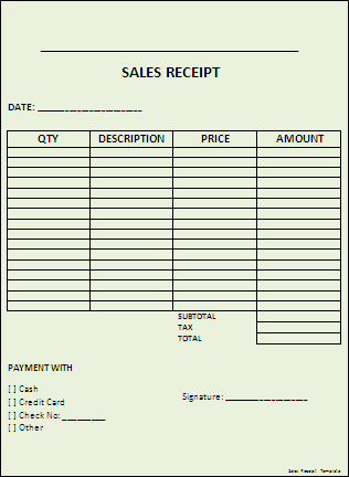 sales receipt template free
